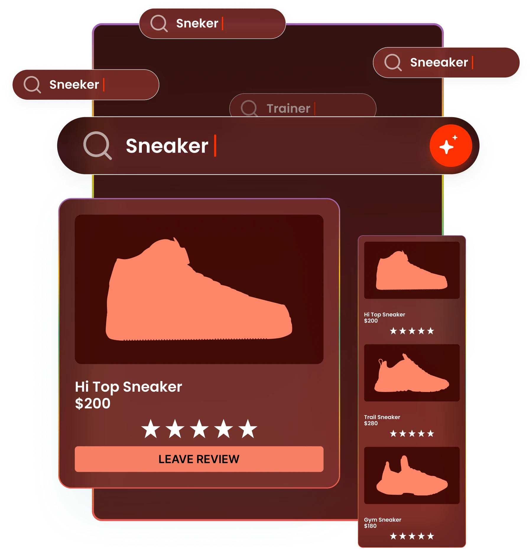 Boost AI search matching misspelled sneaker searches to product results