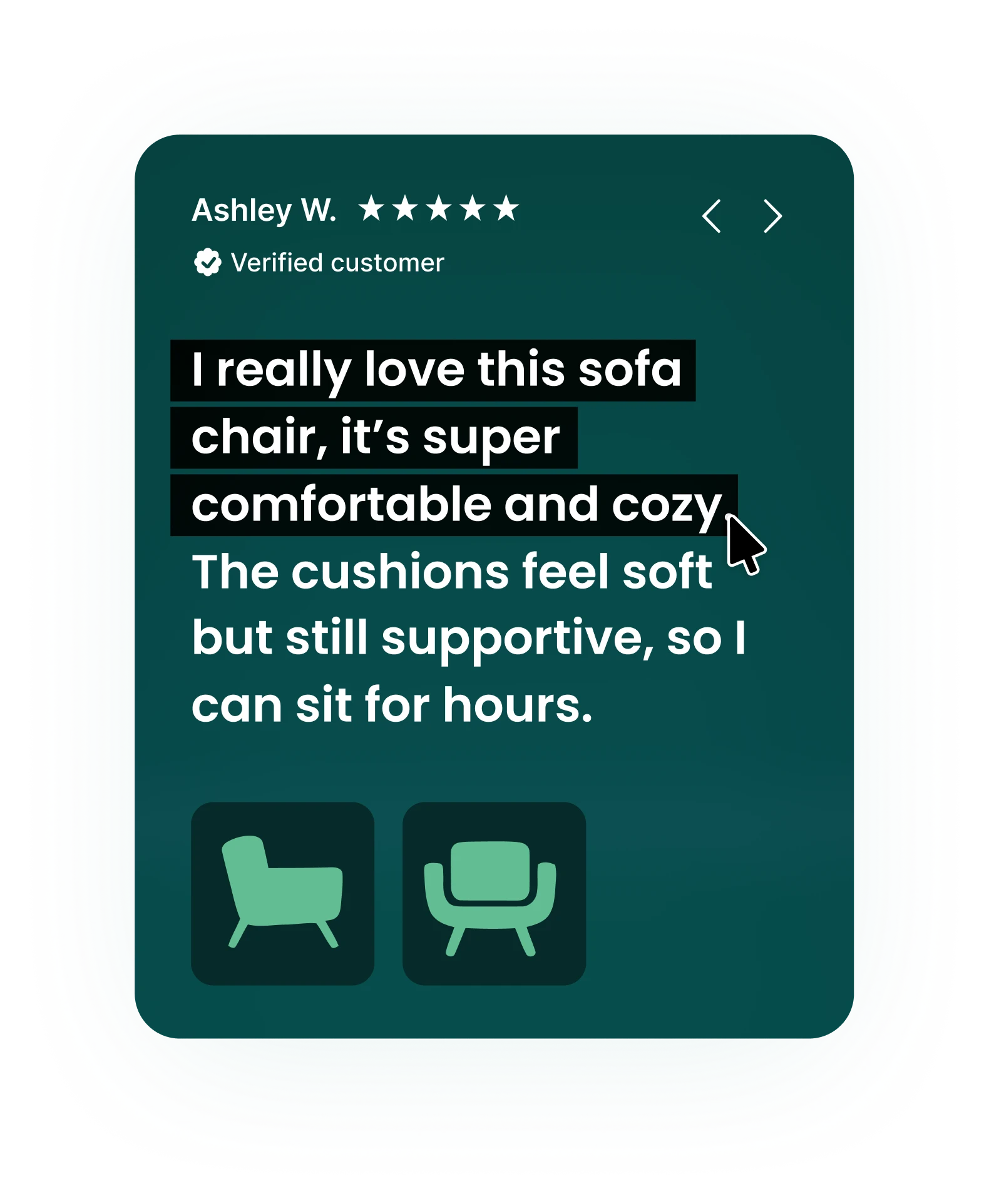 Customer product review card highlighting detailed product language